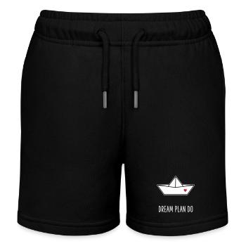 Dream Plan Do - Bateau en papier Cœur - Short de jogging enfant bio Stanley/Stella - noir - Devant