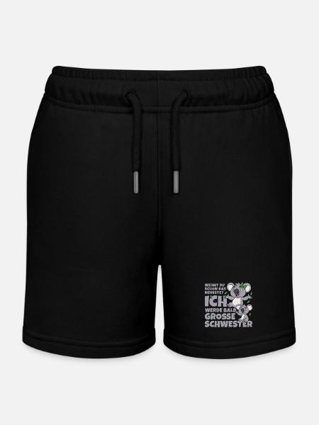 Bald Große Schwester Koala Geschwister Mädchen - Kinder Organic Joggingshorts Mini Bolter von Stanley/Stella - Schwarz