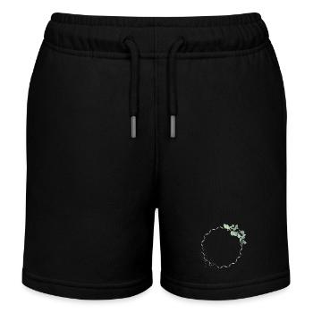 zarter Eukalyptus Rahmen für eigene Texte & Motive - Kinder Organic Joggingshorts Mini Bolter von Stanley/Stella - Schwarz - Vorne
