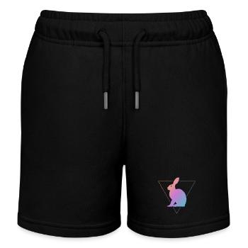 Feldhase Bunt - Kinder Organic Joggingshorts Mini Bolter von Stanley/Stella - Schwarz - Vorne