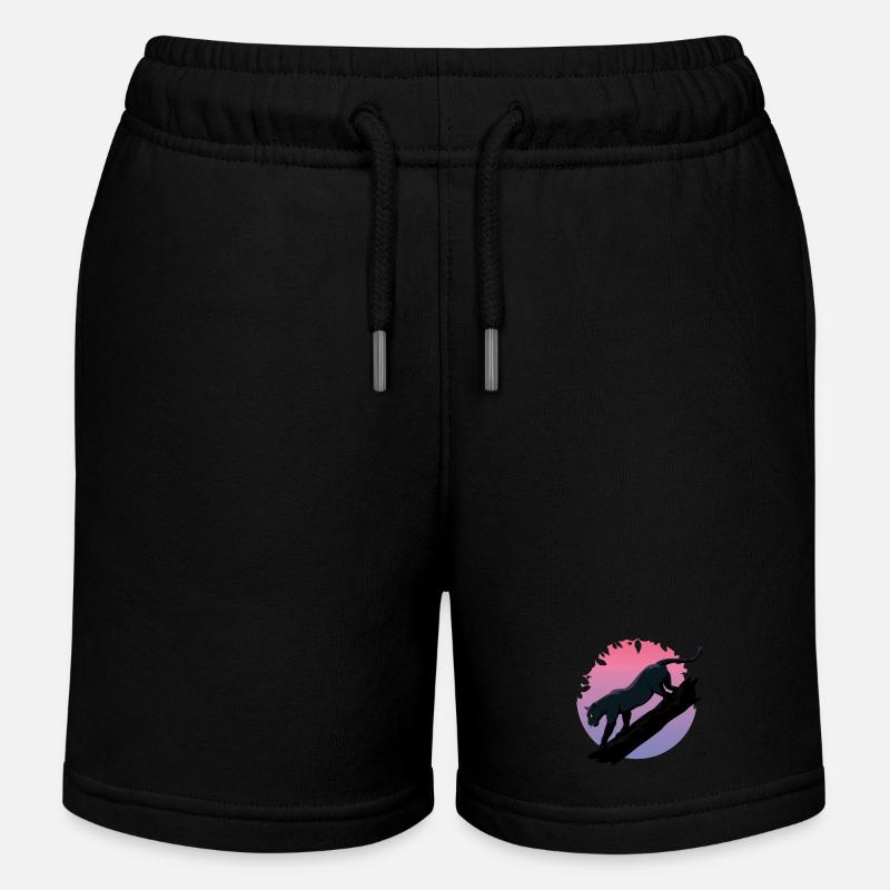 Panthère noire animal de la jungle - Short de jogging enfant bio Stanley/Stella - noir