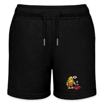 Verliebter Roboter - Kinder Organic Joggingshorts Mini Bolter von Stanley/Stella - Schwarz - Vorne