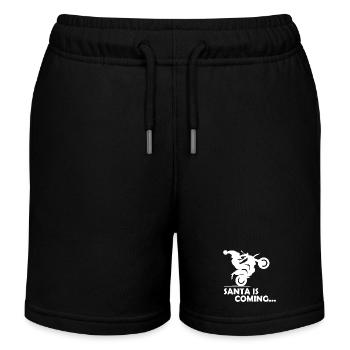 Santa Motorcycle Biker Symbol Wheelie Christmas - Kids Organic Sweat Shorts by Stanley/Stella - black - Front