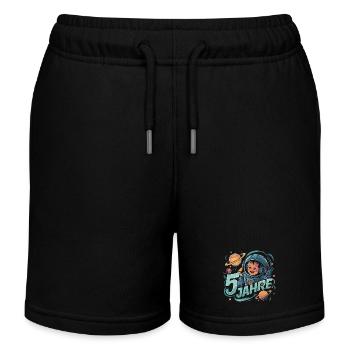5 Jahre Kleiner Astronaut im Weltraum und Sterne - Kinder Organic Joggingshorts Mini Bolter von Stanley/Stella - Schwarz - Vorne