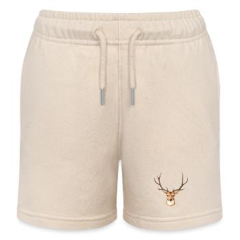 Cute Deer Head - Kids Organic Sweat Shorts by Stanley/Stella - soft Ecru - Front
