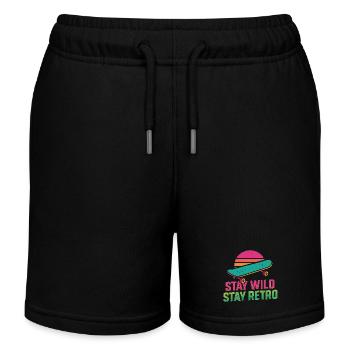 Stay Wild Retro Skate - Kinder Organic Joggingshorts Mini Bolter von Stanley/Stella - Schwarz - Vorne