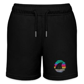 Sonnenuntergang Surfer Welle Illustration - Kinder Organic Joggingshorts Mini Bolter von Stanley/Stella - Schwarz - Vorne