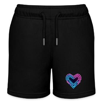 Futuristisches Neon-Herz | Cyber Heart Love Design - Kinder Organic Joggingshorts Mini Bolter von Stanley/Stella - Schwarz - Vorne