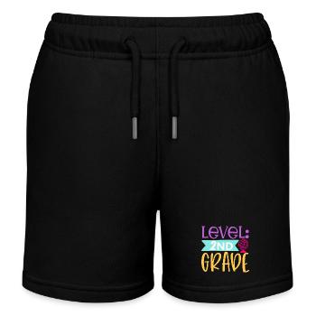 Level 2. Klasse Freigeschaltet - Schulanfang - Kinder Organic Joggingshorts Mini Bolter von Stanley/Stella - Schwarz - Vorne