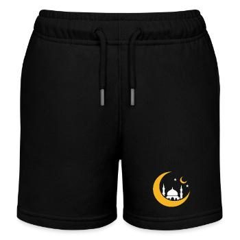 Islam Crescent Moon Moskee Silhouette - Kinder Organic Joggingshorts Mini Bolter von Stanley/Stella - Schwarz - Vorne