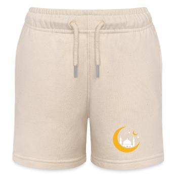 Islam Crescent Moon Moskee Silhouette - Kinder Organic Joggingshorts Mini Bolter von Stanley/Stella - Natur - Vorne