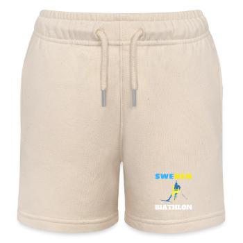 Biathlon Sweden silhouette blue yellow - Kids Organic Sweat Shorts by Stanley/Stella - soft Ecru - Front