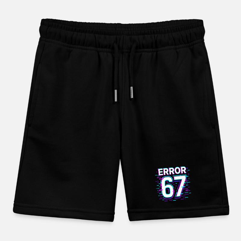 Error 67 Six Seven Glitch Cyber Meme Gift Idea Kids Organic Sweat Shorts by Stanley/Stella