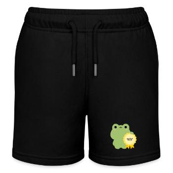 Badge certifié Grenouille Collante - Short de jogging enfant bio Stanley/Stella - noir - Devant