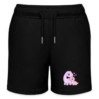 Douce Maman & Bébé Dino au Cœur - Short de jogging enfant bio Stanley/Stella - noir - Devant