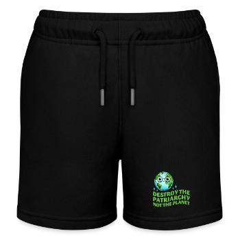 Zerstöre das Patriarchat, nicht den Planeten Ökofeministisch - Kinder Organic Joggingshorts Mini Bolter von Stanley/Stella - Schwarz - Vorne