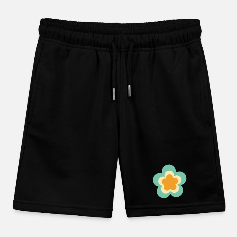 70s Flower Pattern Hippie Gift Kids Organic Sweat Shorts by Stanley/Stella