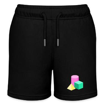Pastel Geometry Color Blocks - Kids Organic Sweat Shorts by Stanley/Stella - black - Front