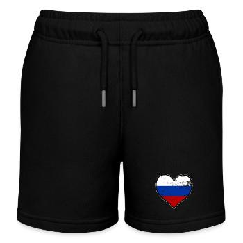 Russia heart flag used - Kids Organic Sweat Shorts by Stanley/Stella - black - Front