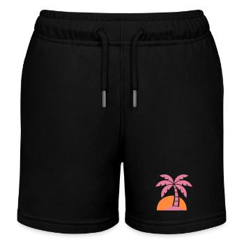 Coucher de soleil rétro en palmier - Short de jogging enfant bio Stanley/Stella - noir - Devant