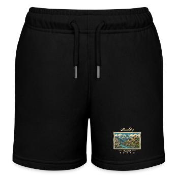 Pakistan Hunza Vintage Reisemarke - Kinder Organic Joggingshorts Mini Bolter von Stanley/Stella - Schwarz - Vorne