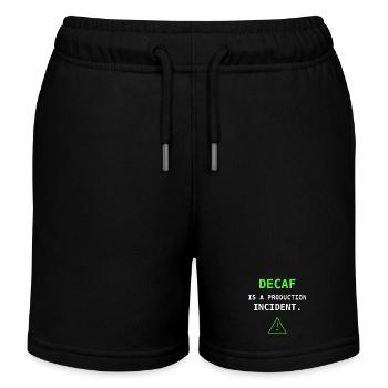 Decaf Is A Production Incident IT Coffee Humor - Kids Organic Sweat Shorts by Stanley/Stella - black - Front