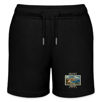 Frankreich Calvi Vintage Reisemarke - Kinder Organic Joggingshorts Mini Bolter von Stanley/Stella - Schwarz - Vorne