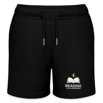 Reading Is My Superpower | Book Lover Shirt - Kids Organic Sweat Shorts by Stanley/Stella - black - Front