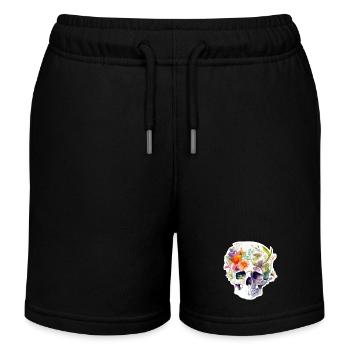 Menschlicher Schädel und Blumen 11 - Kinder Organic Joggingshorts Mini Bolter von Stanley/Stella - Schwarz - Vorne