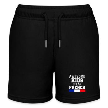 Awesome Kids Speak French language Gift for France - Kids Organic Sweat Shorts by Stanley/Stella - black - Front
