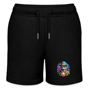 Bunter Alligator Krokodil mit Sonnenbrille und Hut - Kinder Organic Joggingshorts Mini Bolter von Stanley/Stella - Schwarz - Vorne