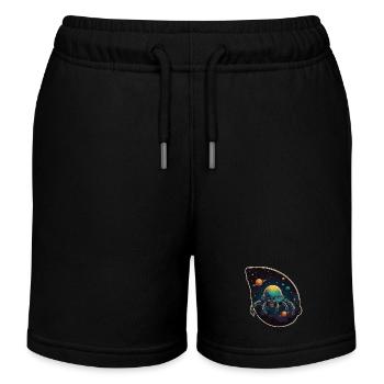 Crab spaceship in space with planets - Kids Organic Sweat Shorts by Stanley/Stella - black - Front