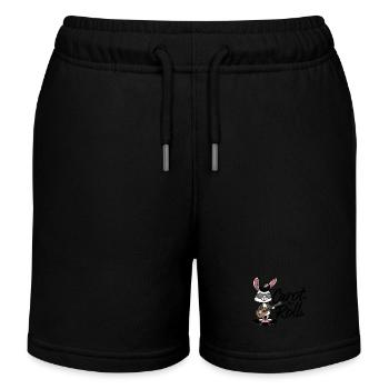 Lapin de dessin animé jouant de la guitare portant des lunettes de soleil - Short de jogging enfant bio Stanley/Stella - noir - Devant