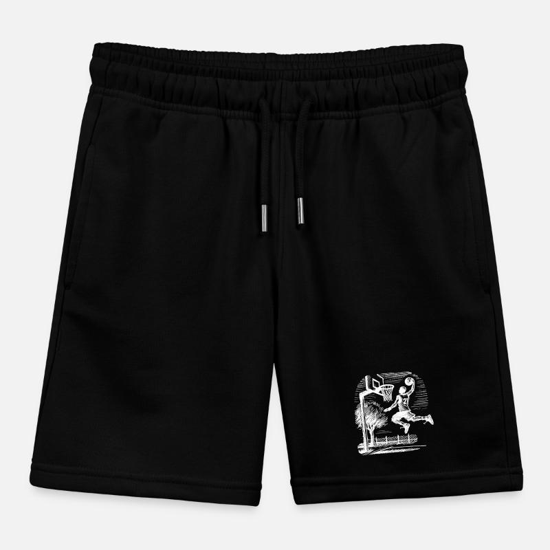 Basketball player dunk Kids Organic Sweat Shorts by Stanley/Stella