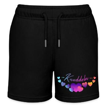 zum knuddeln kuscheln liebhaben Herzen - Kinder Organic Joggingshorts Mini Bolter von Stanley/Stella - Schwarz - Vorne