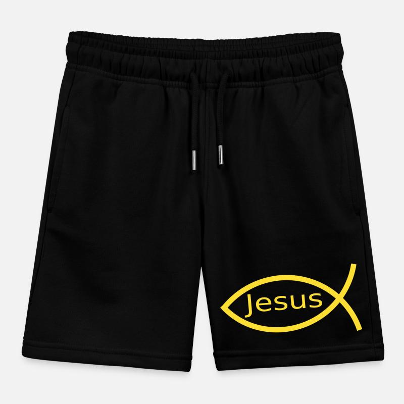 Jesus fish Ichthys fish fish Kids Organic Sweat Shorts by Stanley/Stella