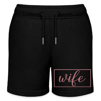 Mariage Matching Couple Fiançailles Lune de miel - Short de jogging enfant bio Stanley/Stella - noir - Devant