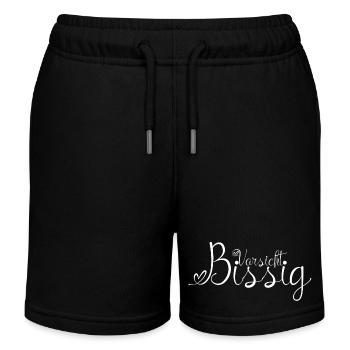 Vorsicht Bissig weiße Schrift - Kinder Organic Joggingshorts Mini Bolter von Stanley/Stella - Schwarz - Vorne