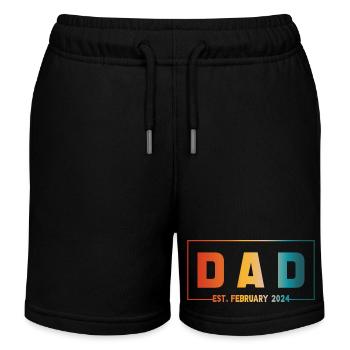 Dad Est. February 2024 Expect Baby 2024 Dad Retro - Short de jogging enfant bio Stanley/Stella - noir - Devant