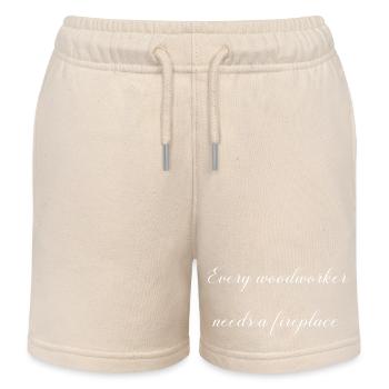 Geek Woodworker Logging Forestry Statement - Kids Organic Sweat Shorts by Stanley/Stella - soft Ecru - Front