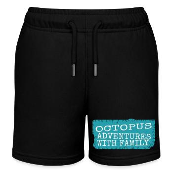 birthday present idea observing octopuses - Kids Organic Sweat Shorts by Stanley/Stella - black - Front