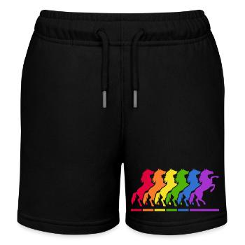 Horse Riding Horse Love Riding Lesson Horse Stable - Kids Organic Sweat Shorts by Stanley/Stella - black - Front