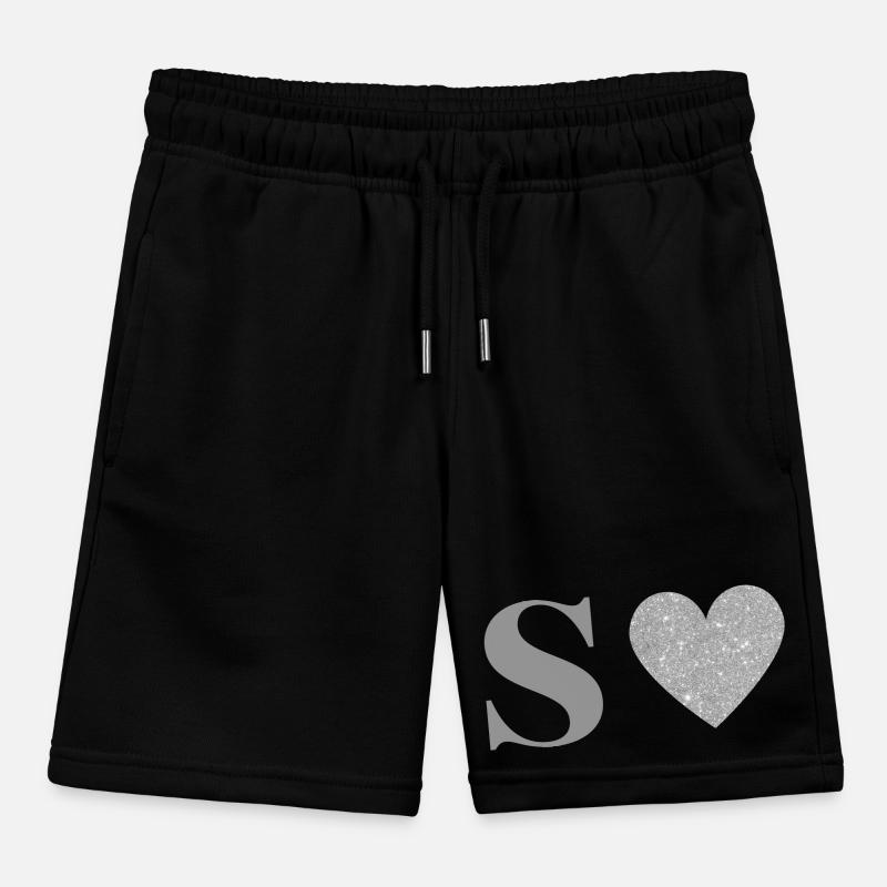 Silver Heart Letters Kids Organic Sweat Shorts by Stanley/Stella