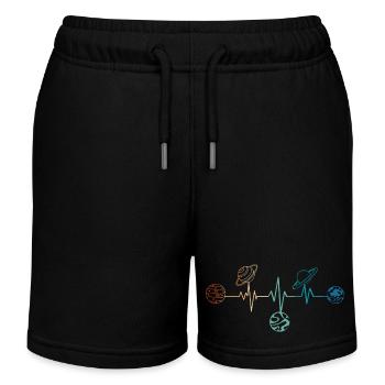 Retro Heartbeat Planeten - Kinder Organic Joggingshorts Mini Bolter von Stanley/Stella - Schwarz - Vorne