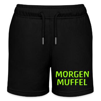 Morgenmuffel - Kinder Organic Joggingshorts Mini Bolter von Stanley/Stella - Schwarz - Vorne