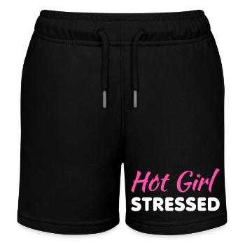 Hot Girl Stressed – Funny Pink Sarcastic Quote - W - Kids Organic Sweat Shorts by Stanley/Stella - black - Front