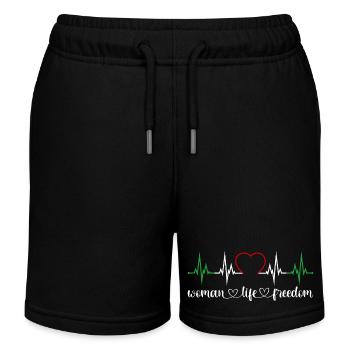 Woman Life Freedom Herzschlag Iran Frauenrechte - Kinder Organic Joggingshorts Mini Bolter von Stanley/Stella - Schwarz - Vorne