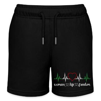 Woman Life Freedom Herzschlag Frauenrechte Iran - Kinder Organic Joggingshorts Mini Bolter von Stanley/Stella - Schwarz - Vorne