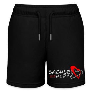 Sachse mit Herz - Herzschlag - Kinder Organic Joggingshorts Mini Bolter von Stanley/Stella - Schwarz - Vorne
