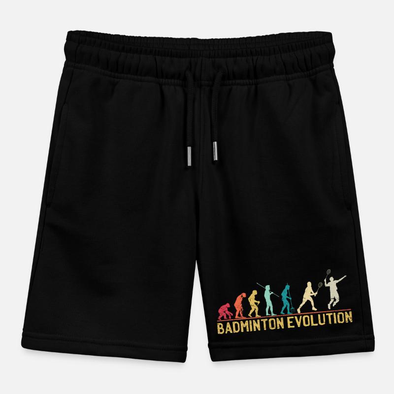 Badminton Evolution Zeitleiste Design Kinder Organic Joggingshorts Mini Bolter von Stanley/Stella